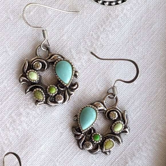 Studio Barse Cabochon Inlay Dangle Hoops - Picture 1 of 7